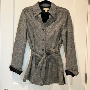 Nordstrom Studio 121 Womens Medium Wool Blazer Jacket with Leather Cuff/Collar